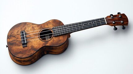 Obraz premium Ukulele on white background, music instrument, studio shot, website banner