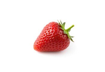 A single, ripe strawberry, perfectly isolated on a pure white background, high resolution, graphic