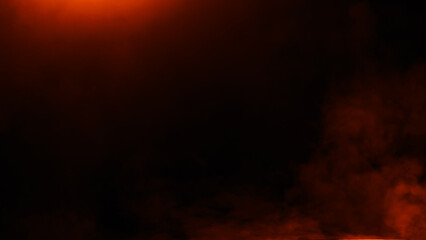 Divine light through the mystery fire dark fog, smoke. The rays beam light on the floor. Spotlight he isolated the background.