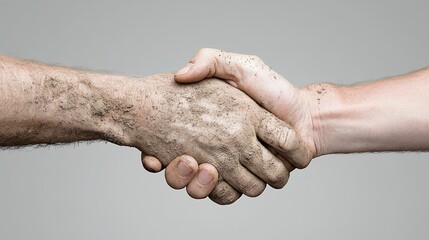 Fototapeta premium Sandy Hands Clasped in Agreement A Close Up Image