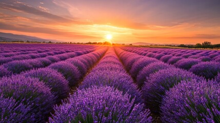Obraz premium Underwater Lavender Field Scene Under Sunset Pristine