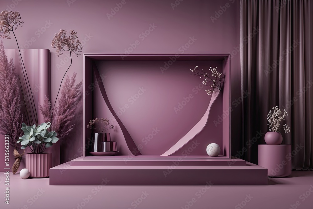 Poster mauve surface showcase with smooth gradient design for modern presentations