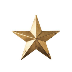 Fototapeta premium Golden Five-Pointed Star Isolated on Transparent Background for Design and Decoration