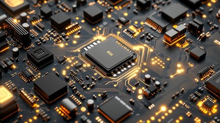 Exploring futuristic cpu microchip designs in seamless high-fidelity patterns for tech enthusiasts