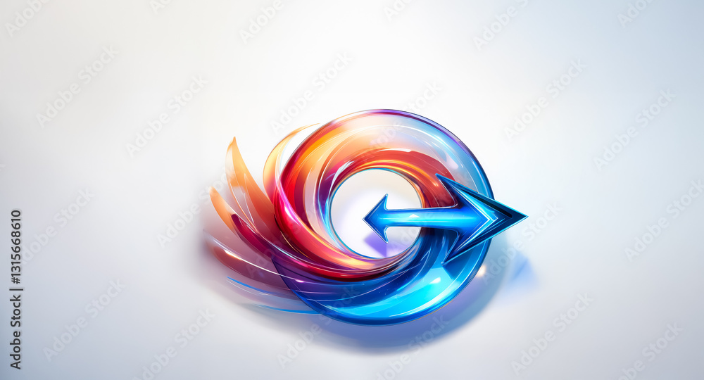 Poster abstract circular design featuring gradient colors transitioning from warm orange to cool blue. a pr