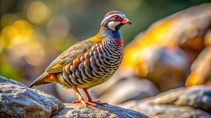 Close Up Video Still: Rock Partridge Bird on Stone - Alectoris graeca Wildlife Photography