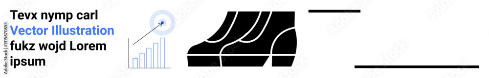 Aufkleber growth graph with magnifying lens and bold, stylized boot graphics in black. ideal for analytics, fa