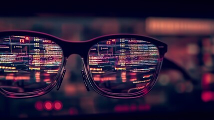 Digital Code Reflection in Eyeglasses  Tech  Data  Programming  Innovation