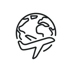 World flight thin line icons. Editable stroke and Perfect pixel on transparent background