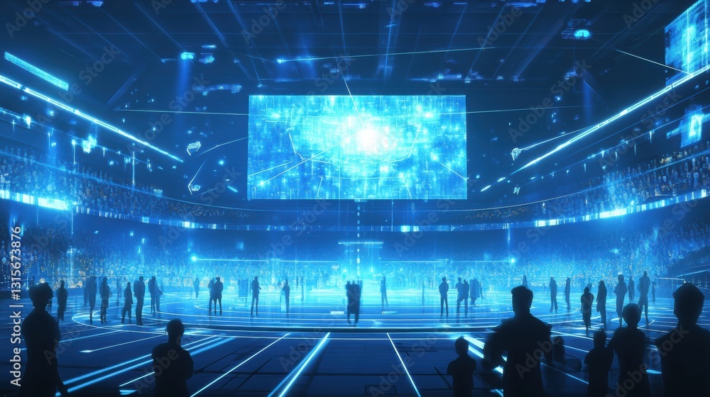 Aufkleber digital warriors clash in a vibrant virtual arena during an intense tournament showcasing skill and 