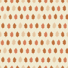 Autumn seamless pattern with oak leaves, minimalistic fall pattern