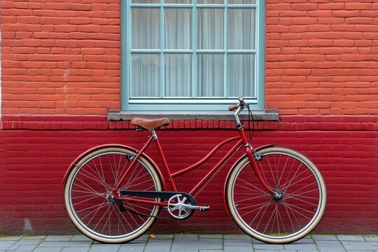 Vintage bicycle parked against a bright wall