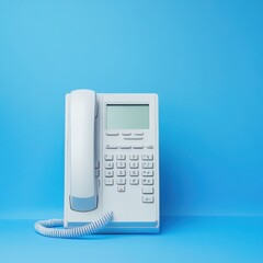 White telephone on blue background