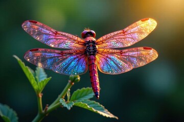 Iridescent dragonfly wings shimmering in sunlight , sunlight, delicate, wing