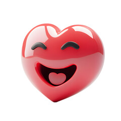 Vibrant Red Heart Emoji with Joyful Facial Expression Showcasing Happiness and Excitement