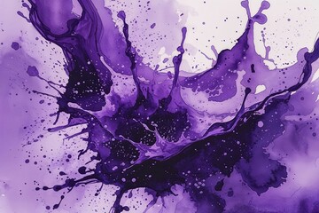 Dynamic Purple Watercolor Artwork with Lively Texture and Splash Effects