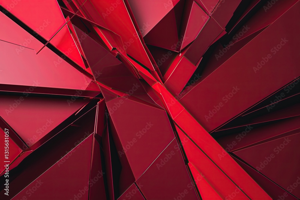 Poster red abstract geometric design with intersecting lines and gradients