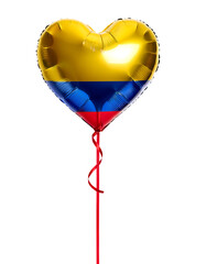 コロンビアの国旗のハート型の風船。白背景。(Colombia flag heart shaped balloon on white background)
