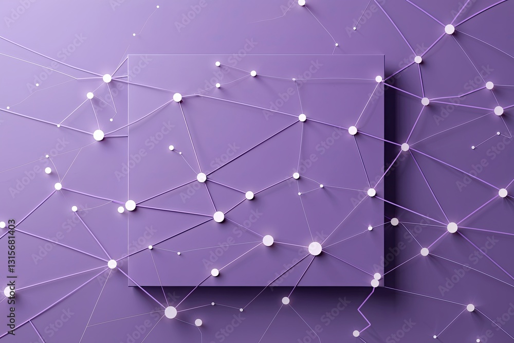 Poster lavender rectangular background with networking dots and lines for technology and collaborative art 