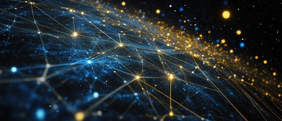 Abstract Technology Network with Glowing Nodes and Lines