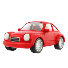 Obraz premium Vibrant Red Toy Car Model on White Background Automotive Miniature for Children s Play