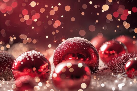 Vibrant Ruby Abstract Seasonal Art with Shimmering Textures and Luminous Bokeh Effects