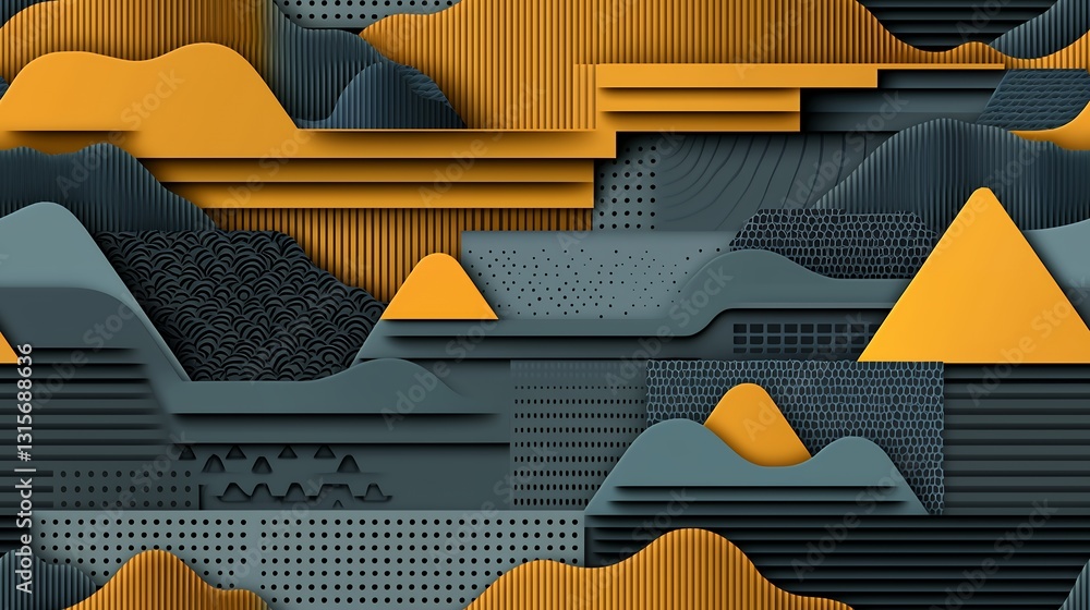 Aufkleber abstract geometric pattern background with orange and gray 3d shapes