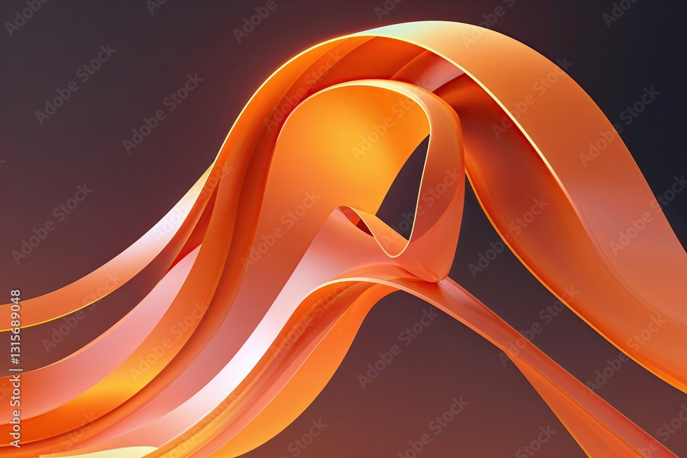 Poster futuristic orange gradient design with intertwined shapes and curved arcs