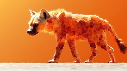 Hyena in Low Poly Style, Desert Setting