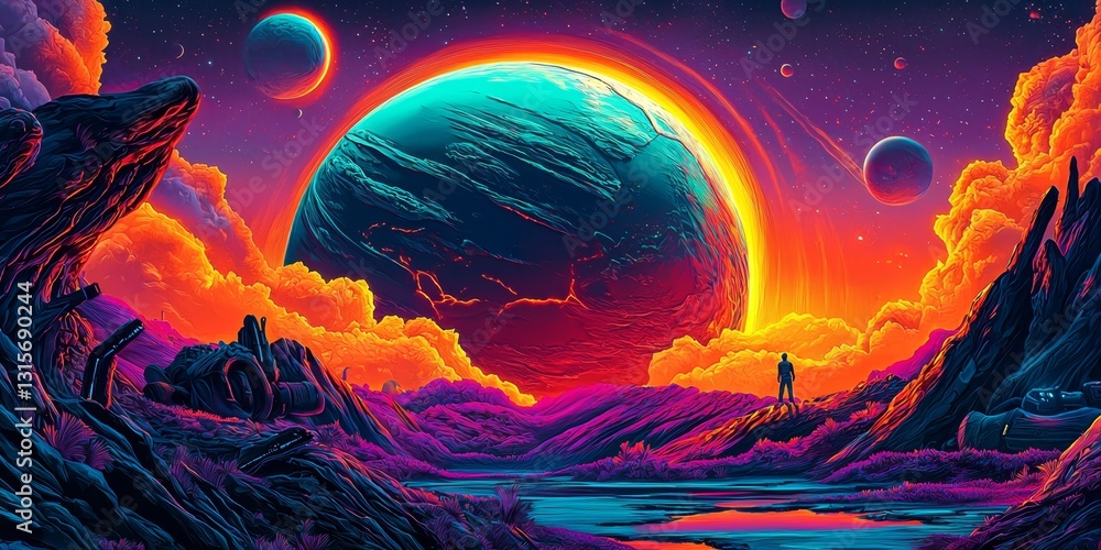 Wall mural colorful abstract illustration featuring soft forms and unique composition