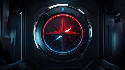 Futuristic Compass in Metal Chamber