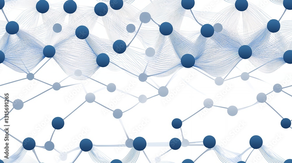 Aufkleber abstract network connection blue and gray nodes and lines on white background