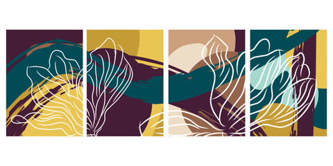 Modern Abstract Botanical Background  Hand-Painted Nature Illustration for Cards, Posters & Social Media