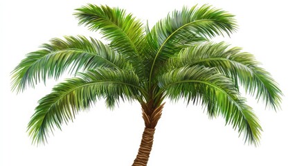 Fototapeta premium Tropical Icon: A vibrant green palm tree stands tall and proud. Illustrating the natural elegance of the tropics and the allure of a perfect vacation setting.