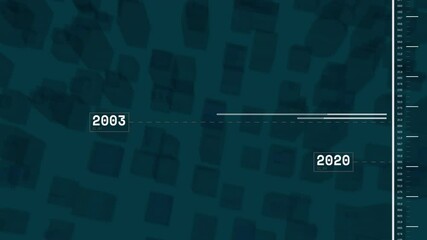 Animation of timeline from 2004 to 2019 over abstract geometric background