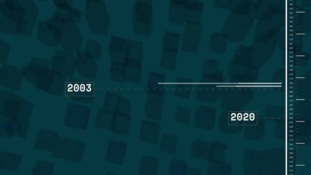 Animation of timeline from 2004 to 2019 over abstract geometric background
