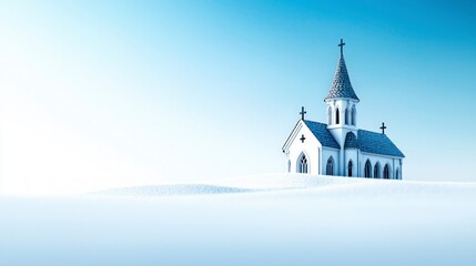 Serene Winter Chapel  Snow  Gothic Architecture  Religious  Peace