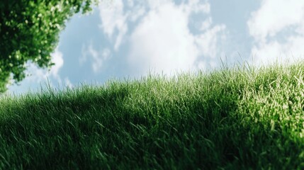 Obraz premium Grass against a blue, sunny sky