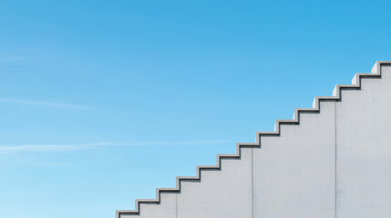 Entrepreneur thinking outside the box. Staircase leading into clear blue sky, symbolizing aspiration and growth