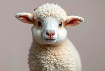 Obraz premium A fluffy lamb, elegantly posed, showcasing its soft fleece, soft wool, gentle