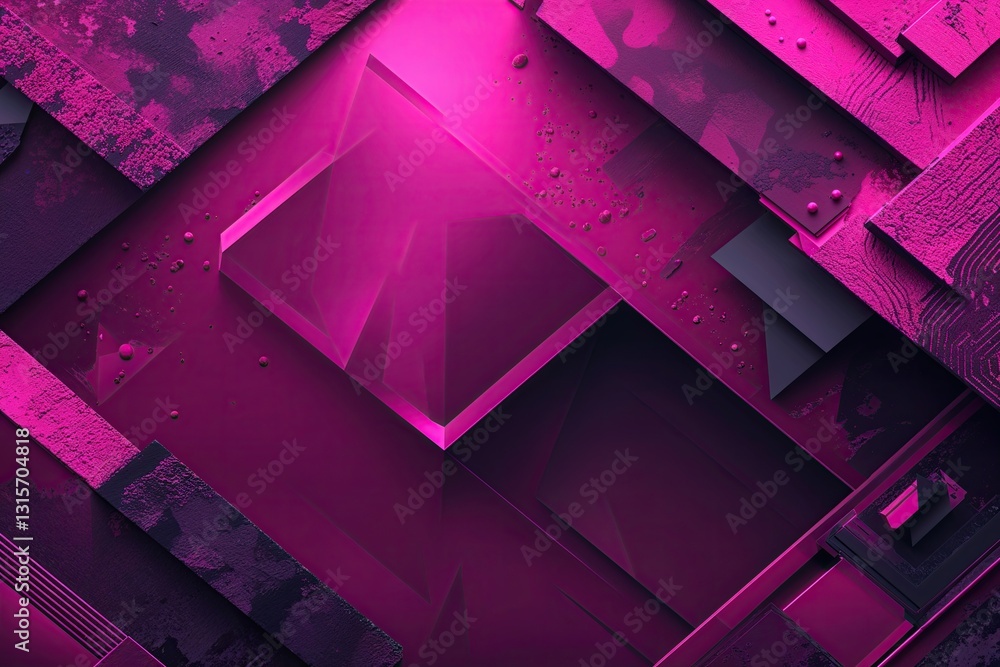 Poster futuristic fuchsia abstract background featuring dynamic vector symbols and textures