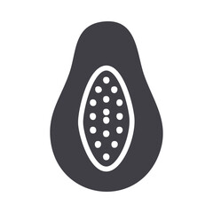 Papaya fruit with seeds simple icon on a white background for web design