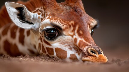 Naklejka premium Close up Giraffe Eye Wildlife Nature African Safari Animal Portrait Exotic 8k High