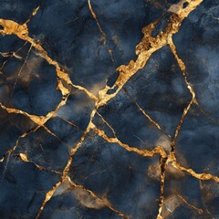 Dark blue marble texture with gold cracks.