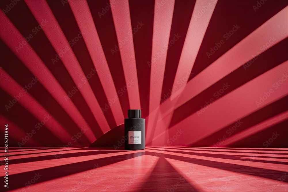 Poster dynamic light effects on a red background for modern product display