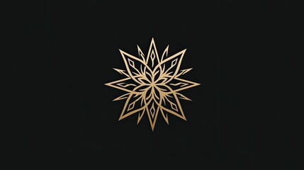 Ornate Golden Star Design on Dark Background