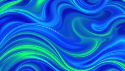 Abstract swirling neon blue and green waves, seamless pattern, backdrop, wallpaper