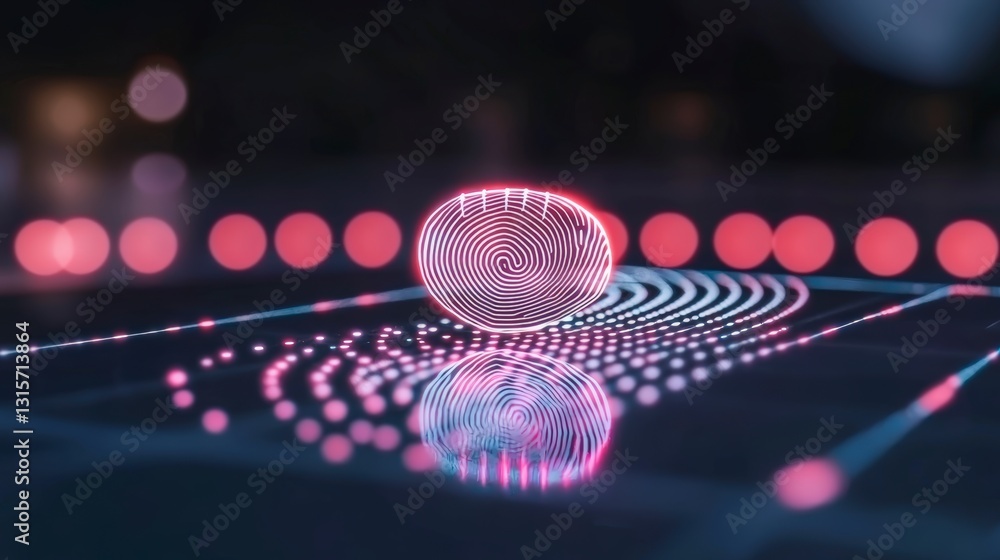 Poster futuristic biometric fingerprint scan ai data security