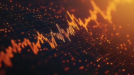 Glowing line graph blending into floating bond certificates in golden light, floatingrate bonds, symbol of adaptability and change