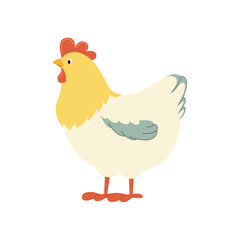 Farm chicken illustration in a vintage folk style. Cute hand-drawn hen with soft pastel colors, perfect for farm-themed designs, Easter decor, prints, and rustic countryside projects.